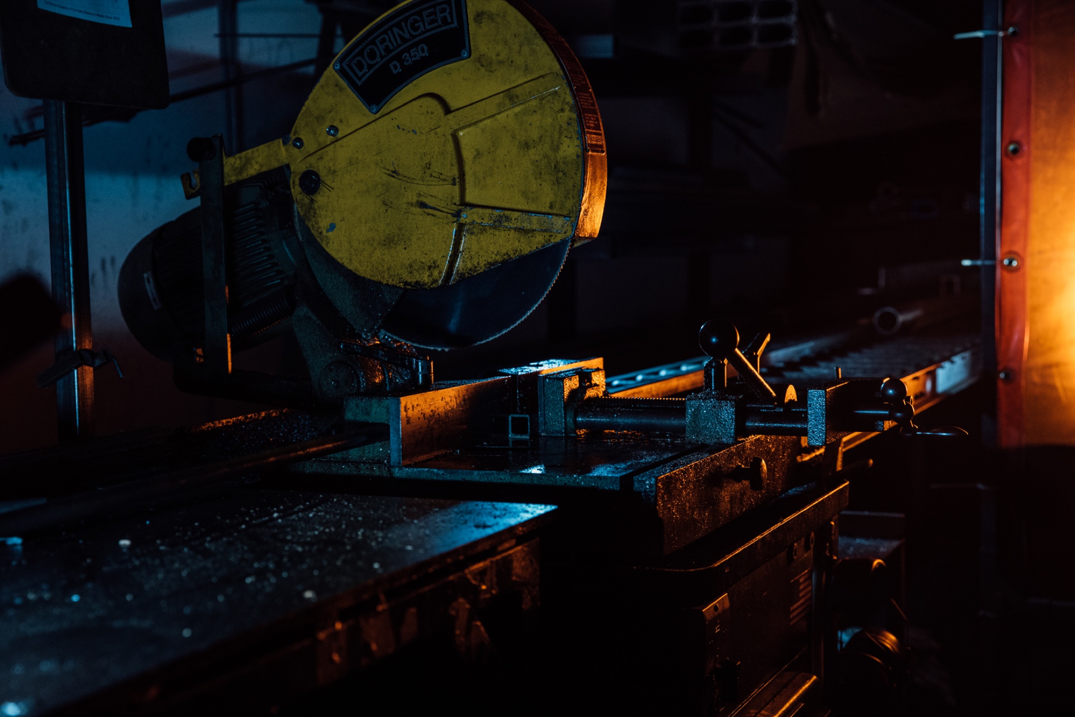 Industrial saw prepared for cutting and fit-up work